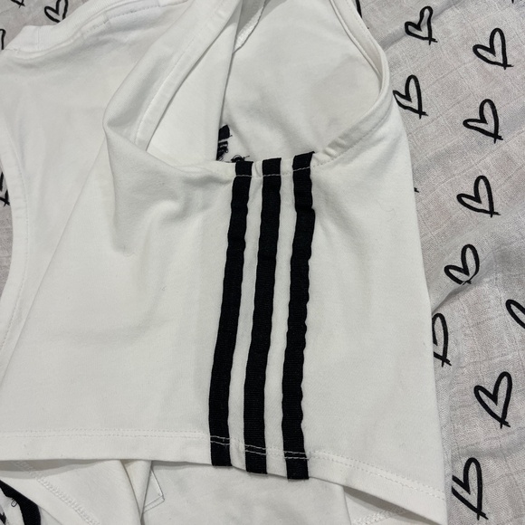 Black and white ADIDAS 3-stripe cotton crop top tank top XS - Picture 4 of 4